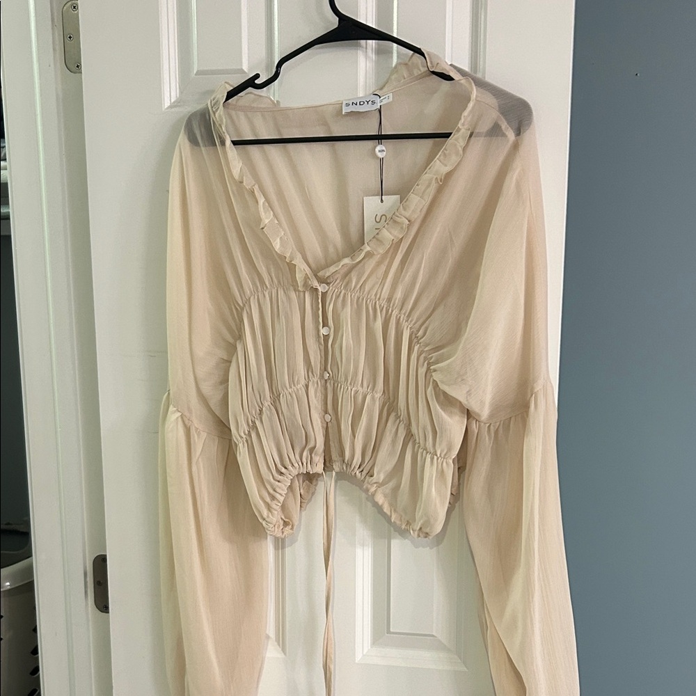 SNDYs sheer cream blouse